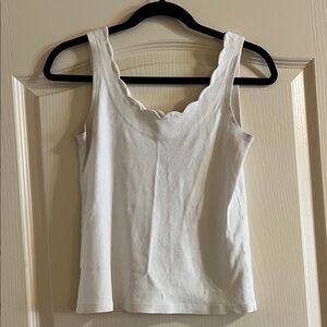 J. Crew White Scalloped Tank Top